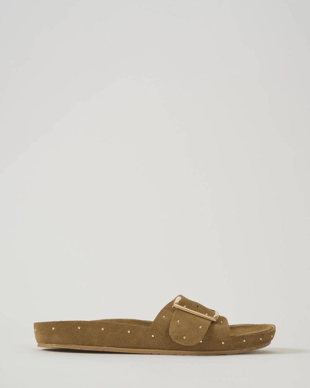 NEW MALUO women's norah slip on sandals in kona suede w/studs